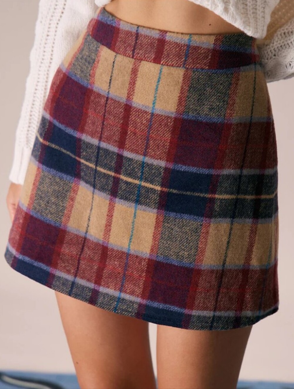 Rihoas The Red Plaid Zipper Fly Tweed Mini Skirt Preppy Academia Clueless